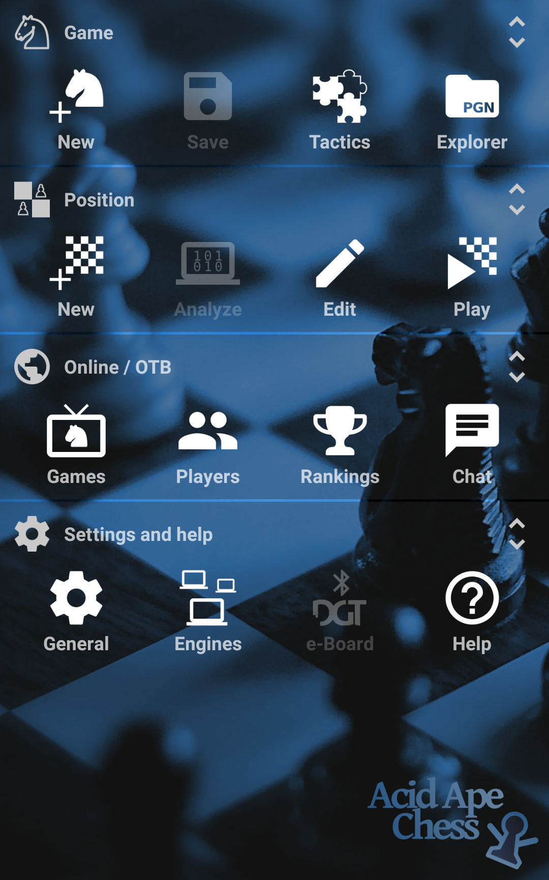 The main menu