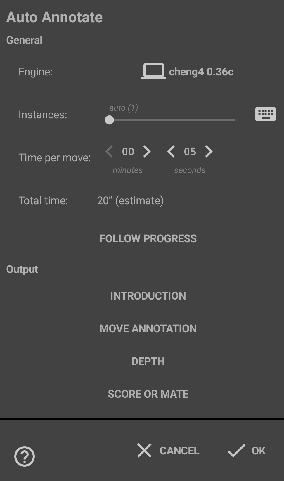 The auto annotate dialog