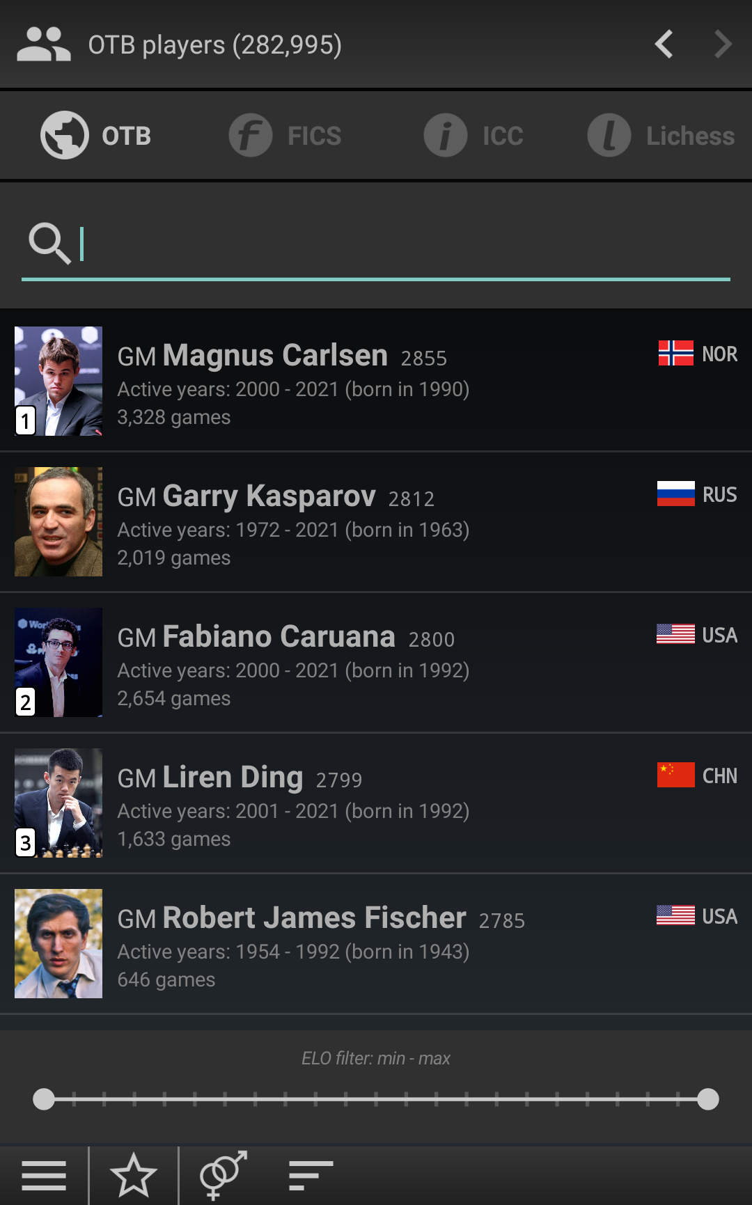 The players page
