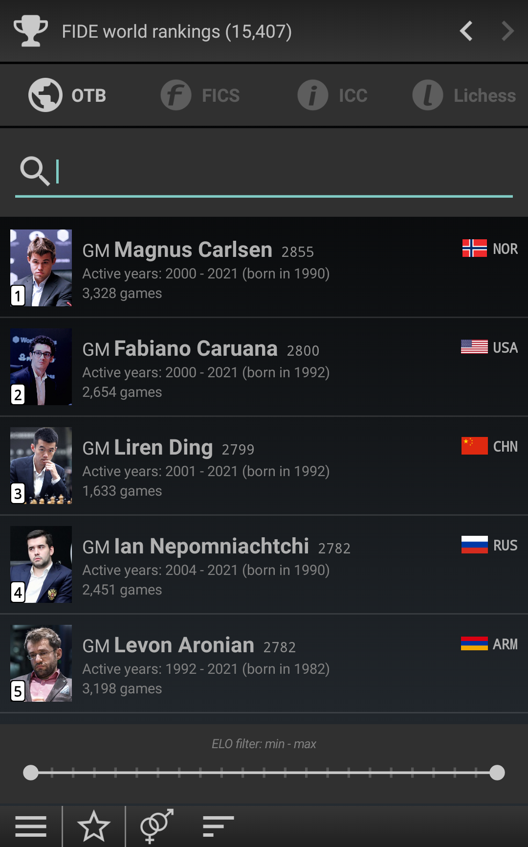 The rankings page