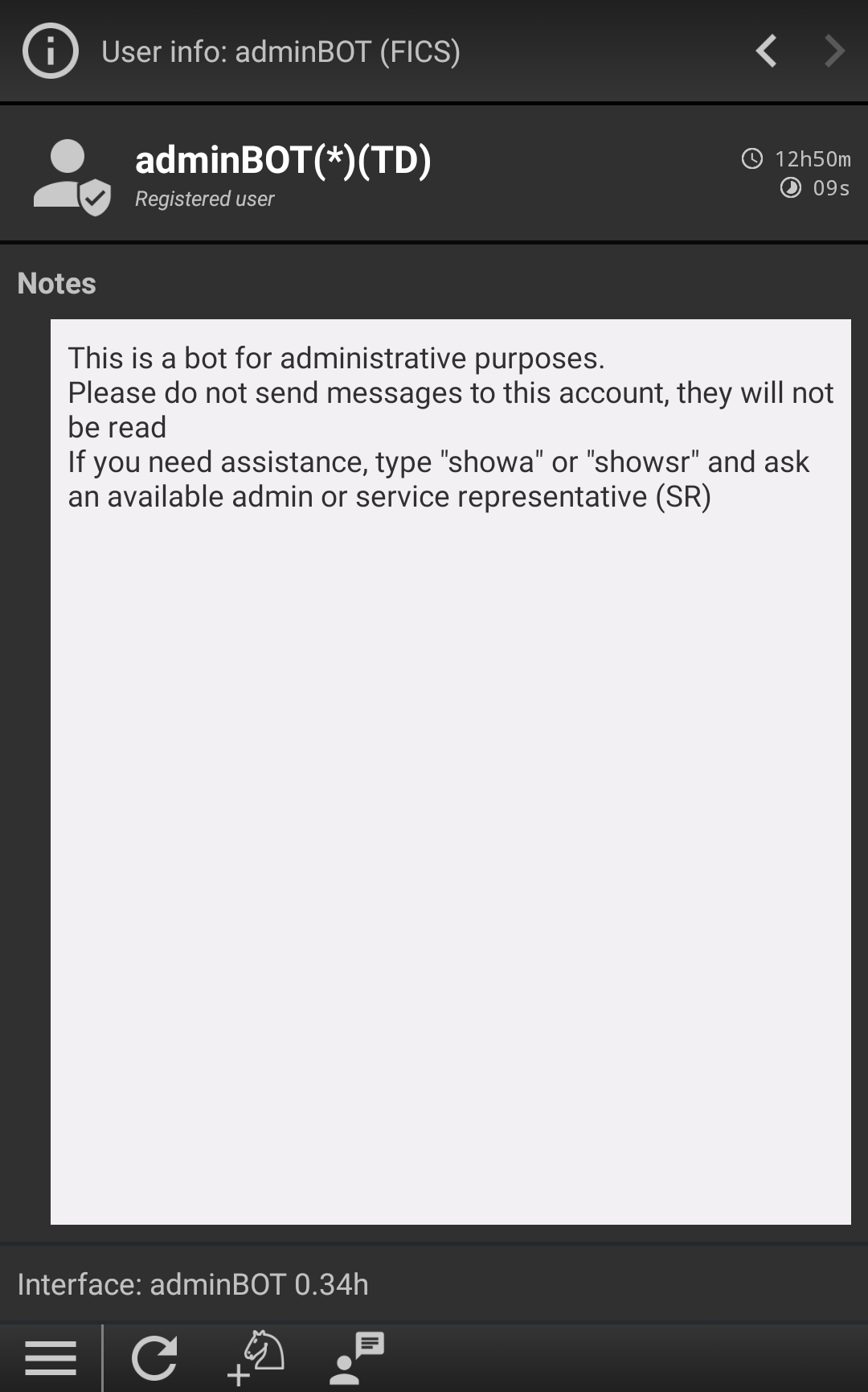 The user information page